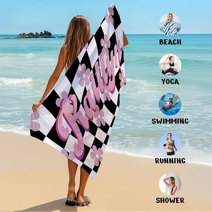 JML Personalized Beach Towel with Name, Custom Flower Beach Towel, Customized Microfiber Pool Towel, Quick Dry & Absorbent Swim Towel for Adult,Mother's Day, Birthday, Summer Holiday,Vacation - Image 6