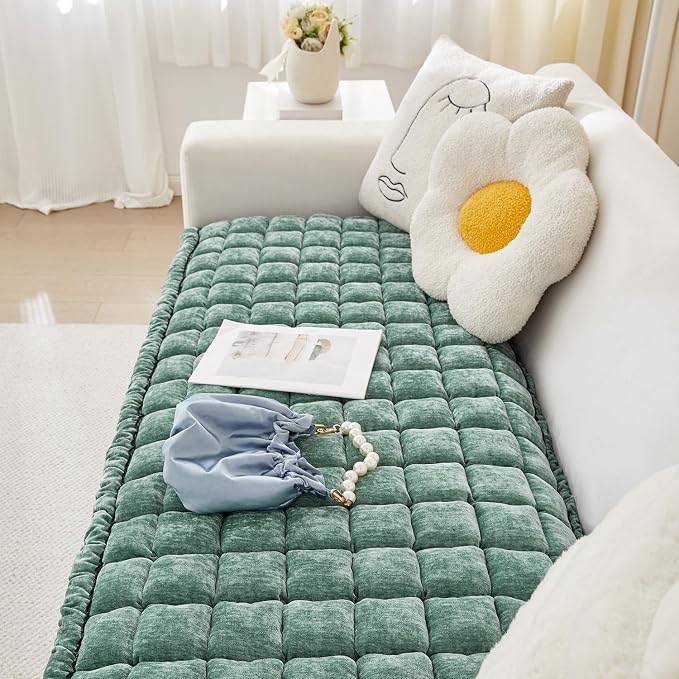 Chenille Couch Cover for Dogs, Quilted Non-Slip Sofa Protector Pad | Soft chenille fabric, PP cotton filling, anti-slip backing, machine washable, for dogs, cats, loveseats and sectional sofas - Image 2