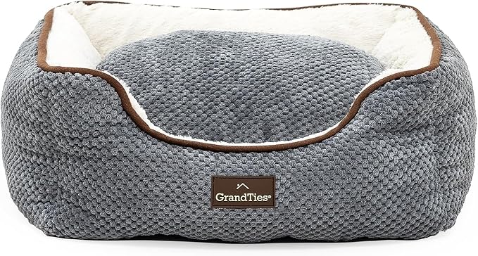 GRANDTIES Fluffy Dog Beds for Small Medium Large Dogs & Cats, Machine Washable Dog Bed, Rectangle Breathable Soft Calming Sleeping Warming Pet Beds w/Waterproof & Non-Slip Bottom (XS 17", Moonlight) by GrandTies