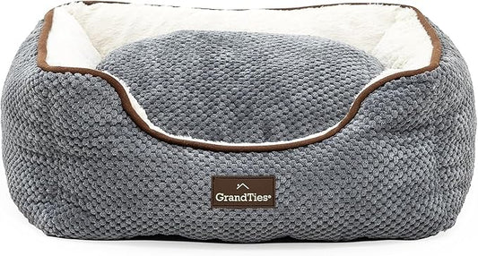 GRANDTIES Fluffy Dog Beds for Small Medium Large Dogs & Cats, Machine Washable Dog Bed, Rectangle Breathable Soft Calming Sleeping Warming Pet Beds w/Waterproof & Non-Slip Bottom (XS 17", Moonlight) by GrandTies