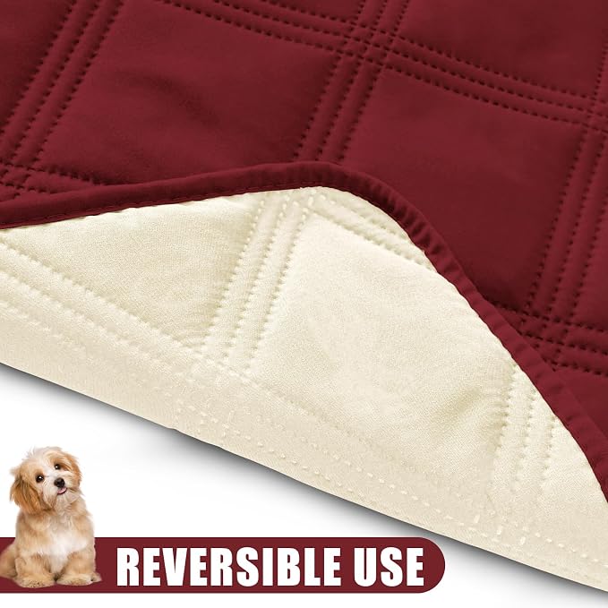 Smiry Waterproof Dog Bed Cover, Reversible Pet Blanket for Sofa Couch | Soft Washable Dog Blanket, Leakproof Couch Cover for Dogs Cats & Furniture Protection, 68x82, Wine Red/Beige - Image 3