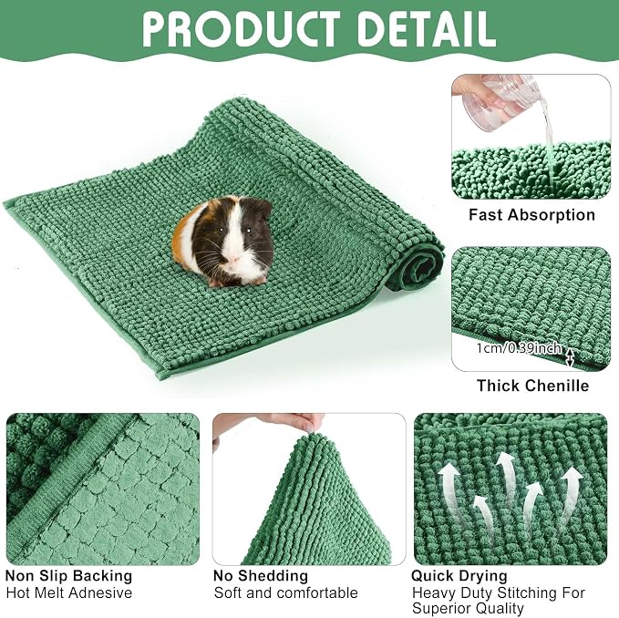 Amylove 4 Pcs Guinea Pig Cage Liner 16 x 24 Inch Washable Chenille Pee Pads Pet Dog Cat Bedding Training Mat Reusable for Small Animals Puppy Bunny Hamster Chinchilla - Image 3