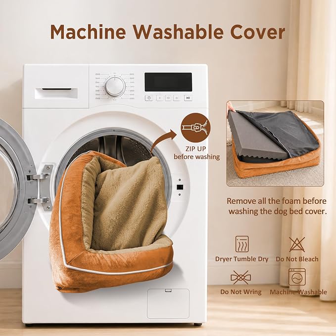 Comfort Expression Orthopedic Dog Bed for Medium Size Dog with Bolster | Waterproof Dog Couch Bed with Washable Cover & Non-Slip Bottom, Supportive Egg Crate Foam Medium Pet Bed, 28x19 Inch - Image 5