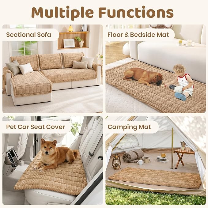 Royhom Couch Cover for Dogs Washable，Non Slip Sofa Protector for Pets | Durable & Easy Care, Soft Furniture Cover for Leather & Fabric Couches Against Claws, Spills & Fur, 35.4x82.7 Inch, Green - Image 3