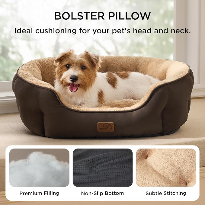 Bedsure Medium Dog Bed Washable,Large Cat Beds for Indoor Cats,28in Brown | Dog Bed Medium Size Dog, Round Pet Bed,Soft Plush Faux Fur, Removable Washable Cover, Anti-Slip Bottom,Easy to Clean - Image 2