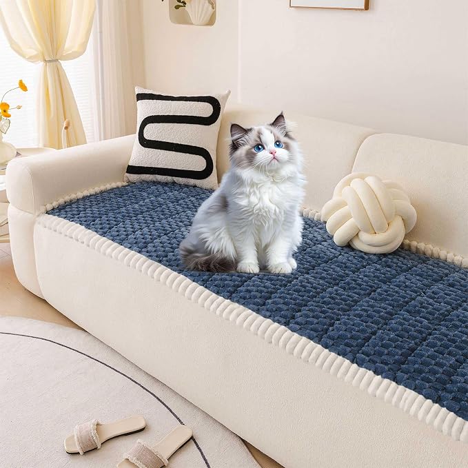 OTOB Couch Protector for Dogs Washable, Non Slip Pet Dog Sofa Couch Cover | Blue, 27.6" x 70.9", Fuzzy Soft Plush, Pet Friendly, All Seasons, Breathable, Modern, Thick Wear-Resistant - Image 9