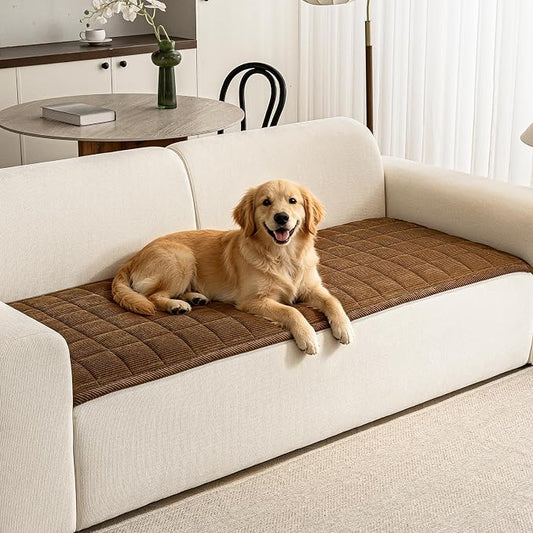 Couch Covers for Dogs Washable, 27.6"x70.9" Non Slip Couch Covers for Loveseat Sofa Pet Friendly, Soft Fuzzy Sofa Covers for Pet, Dog Couch Cover Furniture Protector(1PC,Dark Brown) by PJLZJFBY