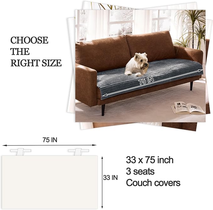 Dual Non-Slip Couch Cover for Dogs Waterproof, Fuzzy Soft Pet Couch Covers for Sofa 3 Cushion, Pet Friendly Soft Dog Bed Covers Sofa Cover Washable (Titanium Gray, 33" x 75" 1 Pack) - Image 6
