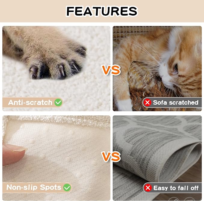 MEETSKY Couch Cover for 2 Cushion Sofa Washable, Cat Scratch Proof Sofa Covers, Furniture Protector Love Seat L Shape Soft Sectional Couch Covers for Dogs Pets, 71" x 102", Creamy White - Image 6