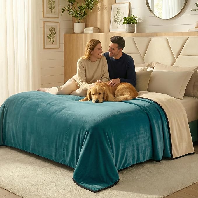 Paw Buddies Premium Waterproof Blanket 80"x90" Velvet-Feel Reversible Throw – Leakproof, Machine Washable Bed & Sofa King Size Protector for Couples, Pets & Travel + Bonus Small Blanket - Image 7