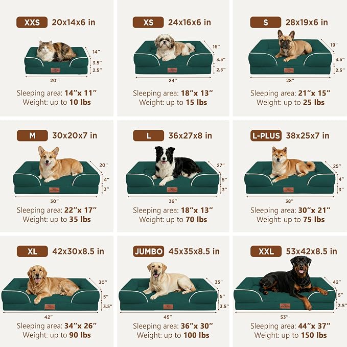 Comfort Expression Orthopedic Dog Bed for Extra Large Dogs with Bolster | Waterproof Dog Couch Bed with Washable Cover & Non-Slip Bottom, Supportive Egg Crate Foam XL Pet Bed, 45x35 Inch - Image 8