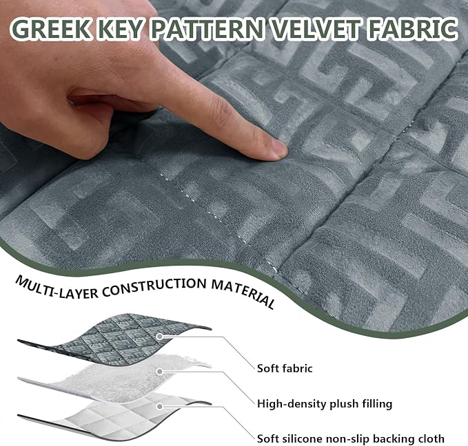 Paw Cart Couch Cover Caravan Quilted Sofa Topper Greek Key Pattern Washable Non Slip Soft Pet Protector for Any Type of Couch (Gray Blue,W 28“ x D 28” 1 Piece) - Image 5