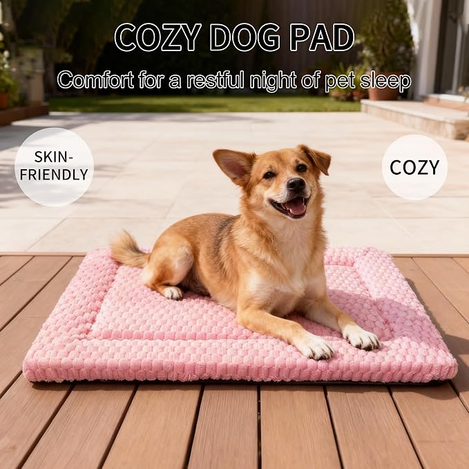Dog Bed Mat, Reversible Dog Crate Pad - Washable Kennel Mat with Soft Support Foam, Flat Kennel Pad for Dogs & Cats, Double Pet Bed Perfect for Cage (Pink, 30" L x 20" W x 1.5" Th) - Image 7