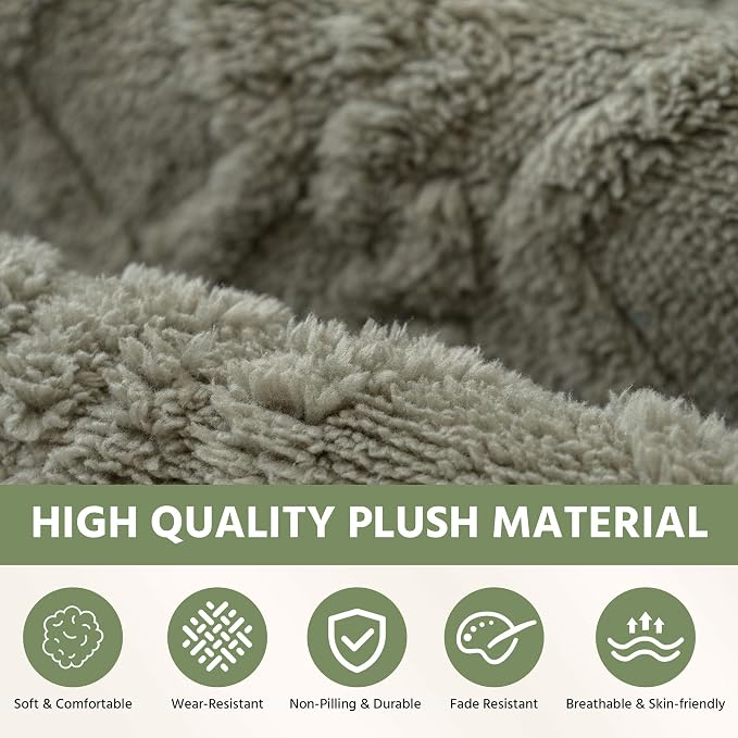 OTOB All Season Couch Cover for Dogs Washable, Anti Slip Soft Plush Geometric Jacquard Love Seat Sofa Slipcovers, Kids Pet Friendly Furniture Protector Couch Covers, 1 Piece (Dusty Green, 27.6"x59.1") - Image 3