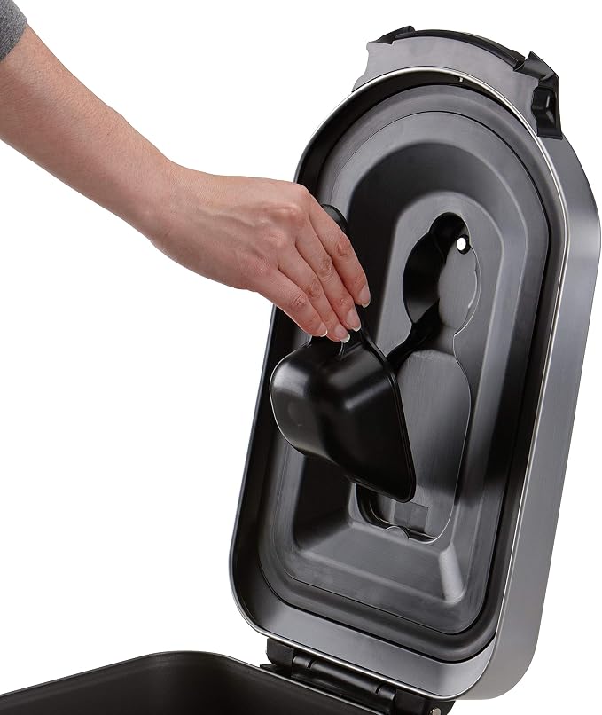 simplehuman Large Pet Food Storage Container, Holds 30-35 lb / 14-16 kg of Dry Dog Food, Cat Food, or Bird Seed, Airtight Lock-Tight Lid with Magnetic Scoop, BPA-Free, Brushed Stainless Steel - Image 6