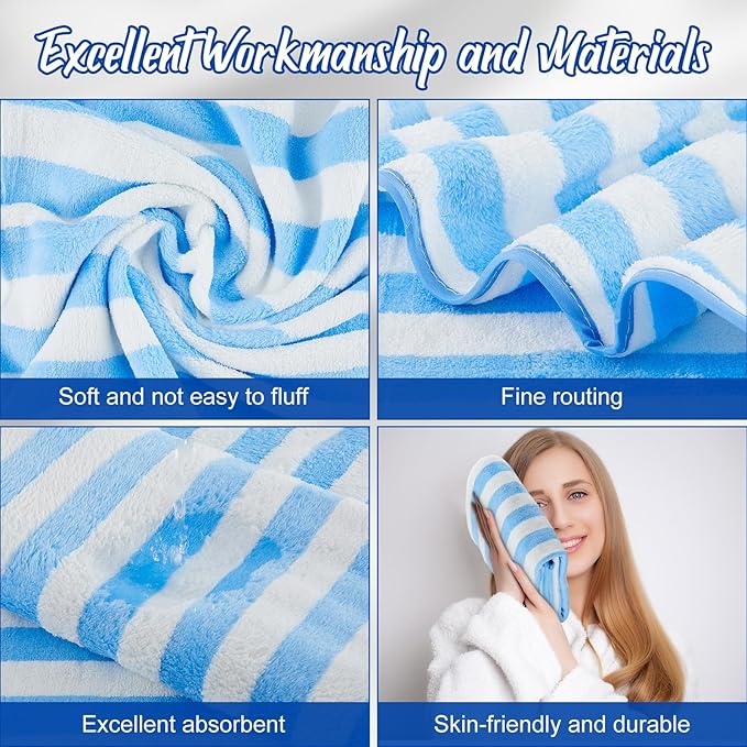SmoothNovelty 8 Pack Microfiber Bath Towels Bulk 27'' x 60'' Oversized Bath Towel Highly Absorbent Extra Large Shower Sheets Soft Drying for Beach Pool Bathroom Salon Party(Blue) - Image 3