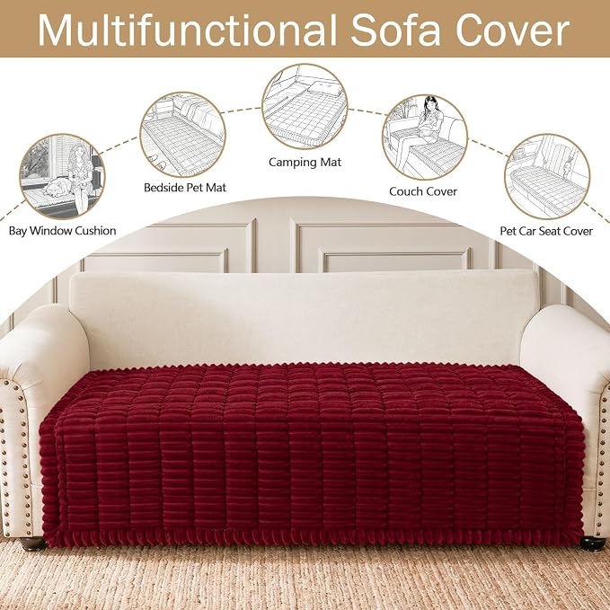 hyha Couch Cover for Dogs, Washable Non Slip Plush Flannel Sofa Protector | Thick Flannel, Silicone Anti-Slip Backing, Pet Hair & Scratch Protection, Fits Sofa & Loveseat (43" x 63") - Image 3