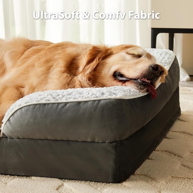 LEXTRO Orthopedic XXL Dog Bed, Washable Dog Beds for Extra Large Dogs | 48x35 Inch Non-Slip Bottom Dog Sofa for Senior Dogs and Pet Couch Bed with Waterproof Lining , Washable Removable Cover - Image 2