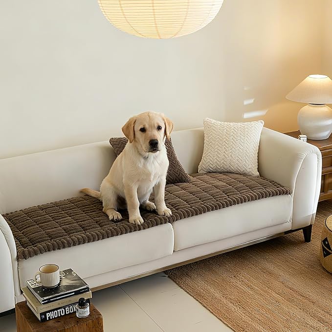 Linear Grid Couch Cover for Dogs Non Slip - Thick Wear-Resistant Pet Sofa Protector for 3 Cushion Couch Large Silicone Particles Washable Furniture Mat for Dogs Cats Sectional - Image 7