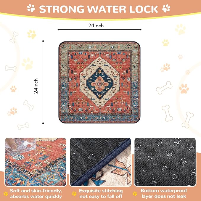 Lahome Super Absorbent & Leakproof Washable Dog Pee Pads - 2 Pack Value Set - Waterproof, Non-Slip Reusable Pads for Puppy Training, Crates & Whelping (24"x24", Red) - Image 8