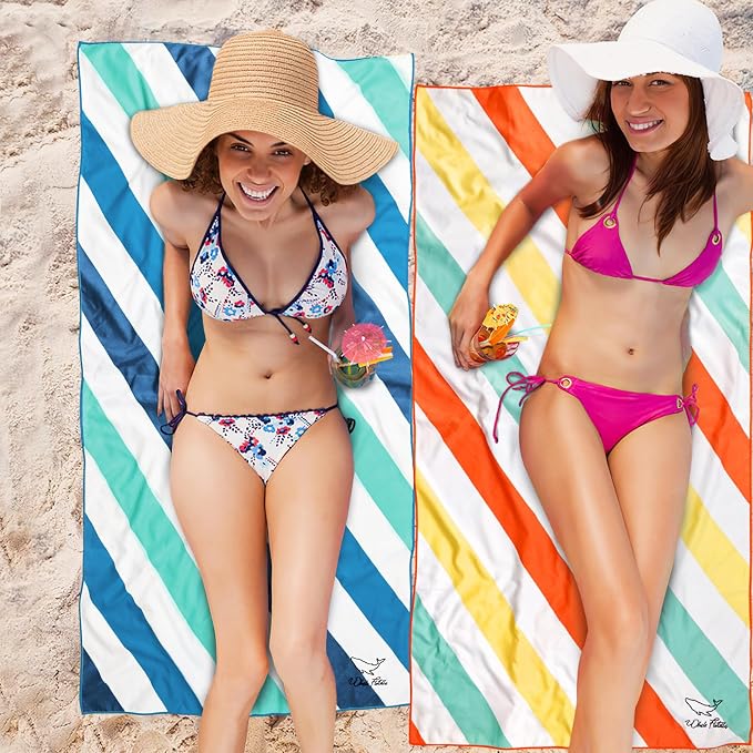 Whale Flotilla 6 Pack Quick Dry Beach Towels Oversized (35"x70"), Microfiber Sand-Free Beach Towel Set, Extra Large Compact Pool Travel Accessories, Navy/Black/Summer/Aqua/Blue/Purple - Image 4