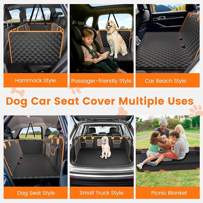 Dog Seat Cover for Back Seat, Hard Bottom Car Seat Cover for Dogs | Back Seat Extender Holds 500 lbs, Waterproof Back Seat Pet Cover for Dogs, Dog Hammock Travel Accessories for Car,SUV,Truck - Image 6