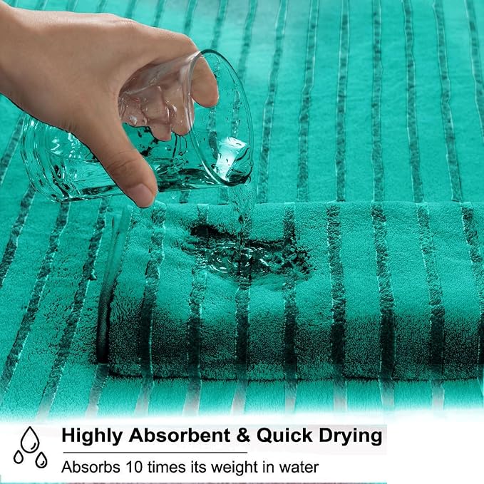 Mistyrose Bath Towels,8 Pack Large Bath Towels Set Super Absorbent Microfiber Bath Sheets-2 Oversized Bath Sheets 2 Hand Towels 4 Washcloths for Family Hotel Spa Gym(Emerald Green) - Image 5