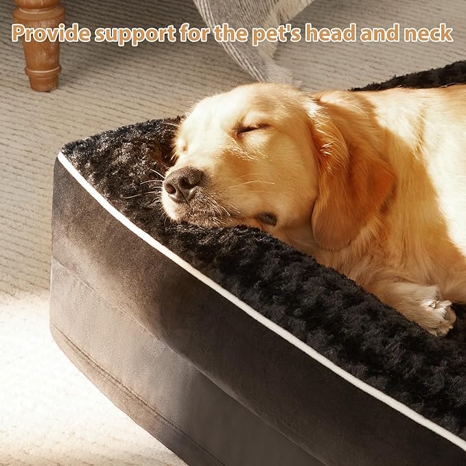 BFPETHOME Orthopedic Washable Dog Bed, Sleeping Couch for Large Senior Dogs | Deluxe Plush Rose Velvet Washable Cover, Egg Crate Foam Support, Waterproof Lining, Non-Slip Bottom, Senior Dogs - Image 2