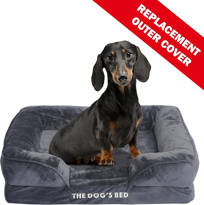 The Dog’s Bed Orthopedic Bolster Dog Bed Replacement Outer Cover - for CertiPUR-Certified Foam Beds, Flannel Fabric, Grey, Medium - Image 2