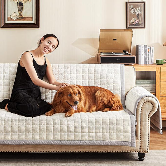 Couch Cover for Dogs Washable,Non-Slip Fuzzy Sofa Covers for Pets | Thick Soft Furniture Protector Fits Loveseat & Sectional,Against Fur&Dirt(Ivory, 1pc/36"x58"/Seat Cover) by Unknown