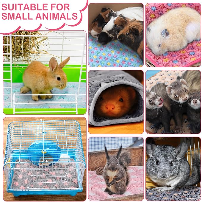 Newwiee 20 Pcs Waterproof Small Pet Fleece Blanket Bulk Washable Small Animal Cage Bedding Guinea Pig Puppy Dog Cat Pee Pad Liner Accessories(Assorted,12 x 12 Inch) - Image 4