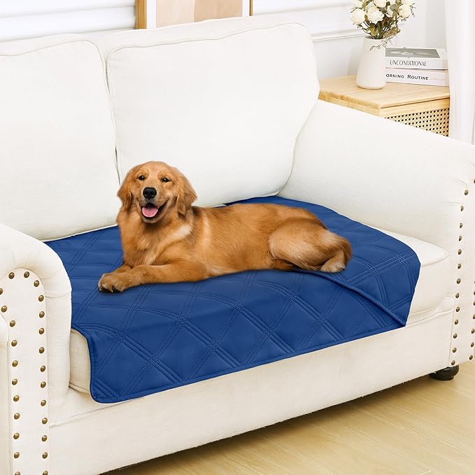 Smiry Waterproof Dog Bed Cover, Reversible Pet Blanket for Sofa Couch | Soft Washable Dog Blanket, Leakproof Couch Cover for Dogs Cats & Furniture Protection, 30x53, Navy/Navy by Smiry