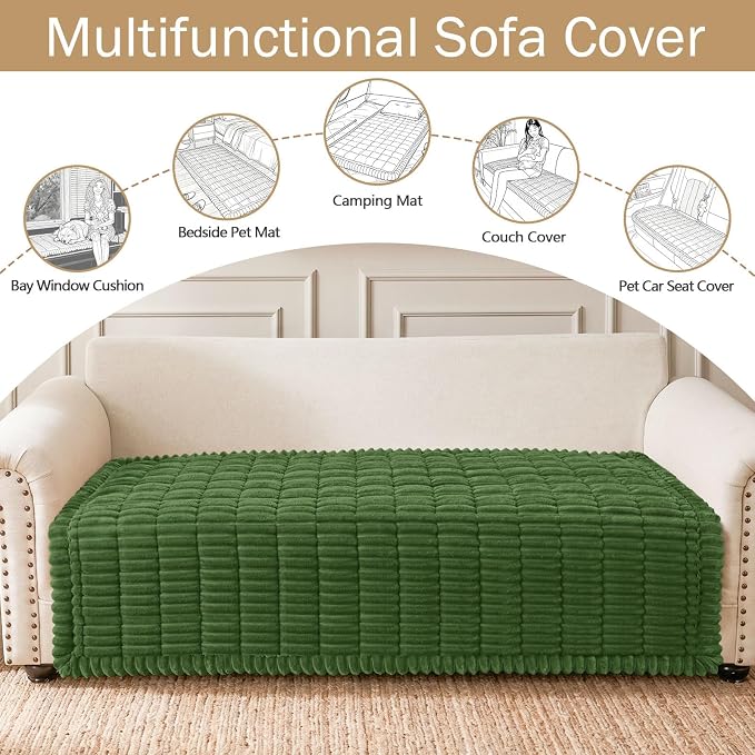 hyha Couch Cover for Dogs, Washable Non Slip Plush Flannel Sofa Protector | Thick Flannel, Silicone Anti-Slip Backing, Pet Hair & Scratch Protection, Fits Sofa & Loveseat (43" x 63") - Image 3