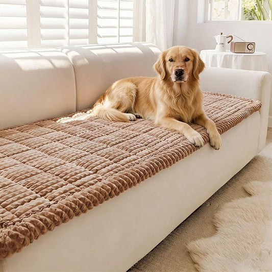 Couch Cover for Dogs Washable, Non Slip Couch Covers for 3 Cushion Sofa Pet Friendly, Fuzzy Pet Couch Cushion Covers for Dog,Thick,Soft for Sofa Protector (Coffee, 27.6" x 82.7"/70 x 210cm) by Disayu