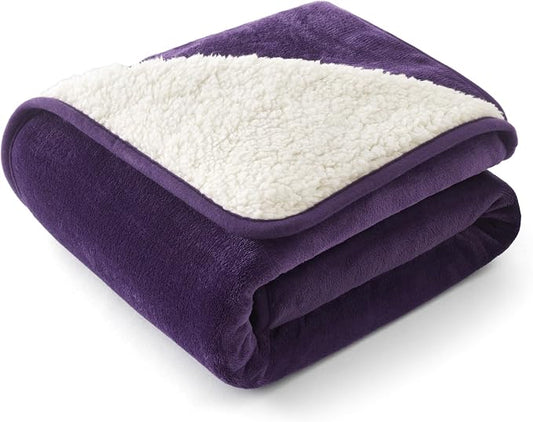 Bedsure Waterproof Dog Blankets for Small Dogs Soft Cat Blanket Warm,25X35 | Washable Plush Sherpa Fleece Puppy Blanket for Couch Protector, Reversible Cozy Calming Throw for Pet Indoor,Eggplant by Unknown