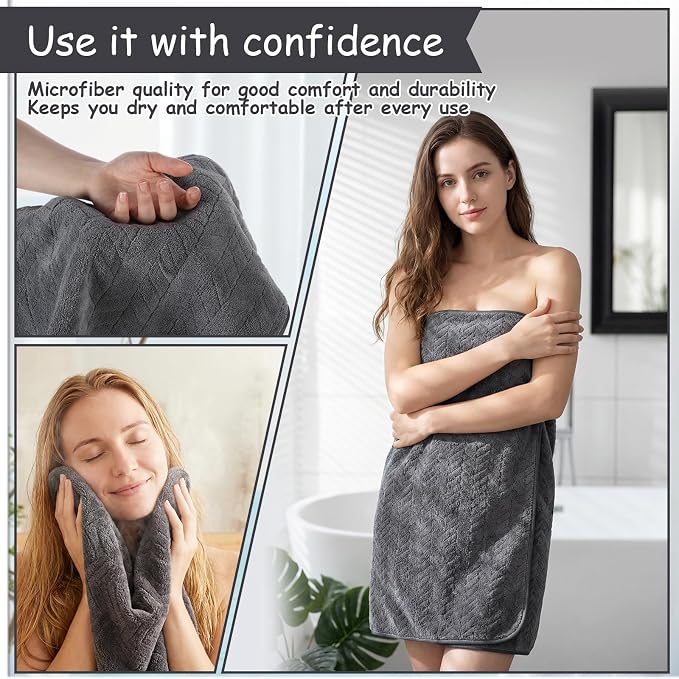 SmoothNovelty 20 Pack Microfiber Towels Bulk 4 Oversized Bath Towel 35 x 70 inch 4 Hand Cloth 12 Washcloth Large Soft Highly Absorbent for Beach Shower Bathroom Pool Salon Hotel(Dark Grey,Wheat) - Image 5