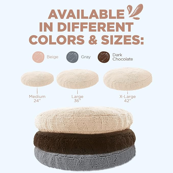 Soggy Doggy Super Snoozer Round Dog Bed, Beige, Large 36"x36"x6" | Removable, zip-off washable cover; plush round design; for small to large breeds; car & living room use - Image 7