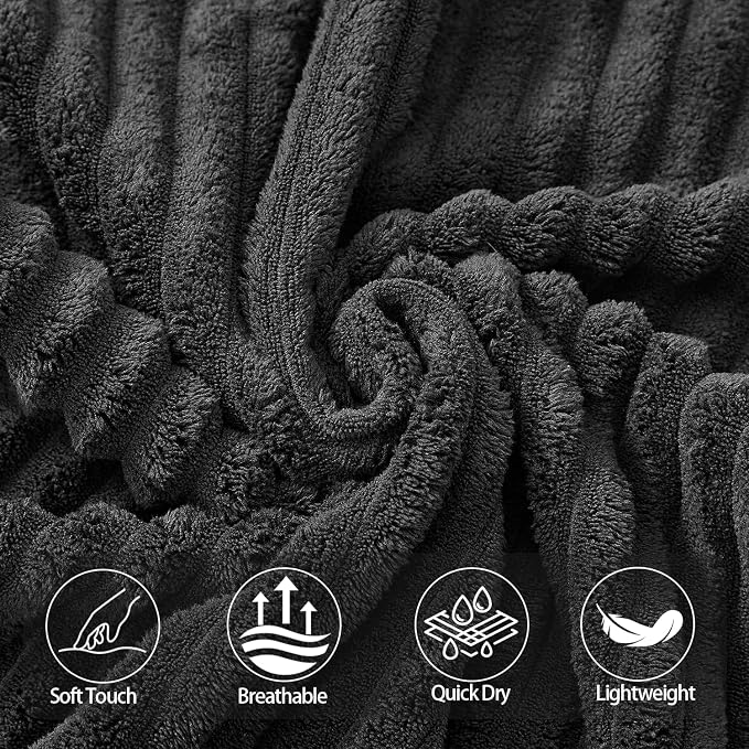 4 Piece Bath Towels, 30"x60" Microfiber Towels Set, Black | Large Bathroom Towels, Soft Touch, Highly Absorbent, Quick Dry, Lint Free, Long-Lasting, Family Use, Guest Bath & Daily Use - Image 5
