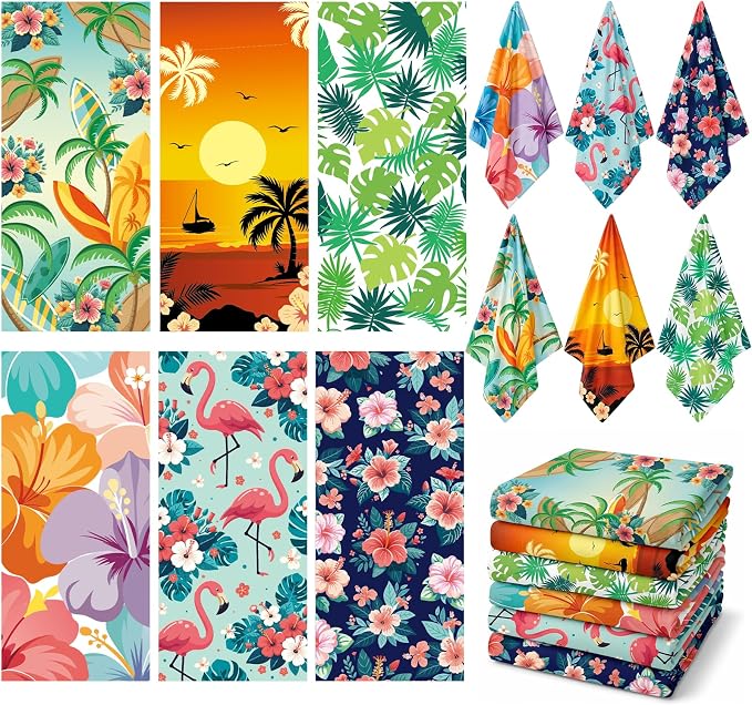 6 Pack Microfiber Beach Towel Set 32x71 Oversized Extra Large Swim Pool Towel Soft Fiber Beach Towels Set Bath Blanket for Summer Travel Spa Swim Pool Accessories Vacation Essential Gift(Hawaii) by Unknown