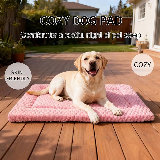 Dog Bed Mat, Reversible Dog Crate Pad - Washable Kennel Mat with Soft Support Foam, Flat Kennel Pad for Dogs & Cats, Double Pet Bed Perfect for Cage (Pink, 35" L x 23" W x 0.8" Th) - Image 7