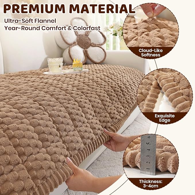 Royhom Couch Cover for Dogs Washable，Non Slip Sofa Protector for Pets | Durable & Easy Care, Soft Furniture Cover for Leather & Fabric Couches Against Claws, Spills & Fur, 35.4x35.4 Inch, Brown - Image 4