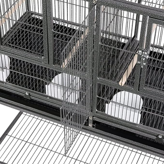 Single Stackable Sturdy Wrought Iron Center Divided Breeder Breeding Bird Flight Double Home Cage Side Nest Box Doors for Aviaries Canaries Cockatiels Finches Budgies Small Parrots - Image 7