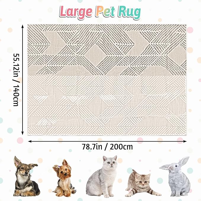 VCEPJH Bunny Floor Mat 55 x 78.7in Rabbit Cage Liner Washable Large Reusable Guinea Pigs Rug Anti-Slip Whelping Pads for Small Pet Dogs Puppy Chinchillas Cats Ferrets - Image 2