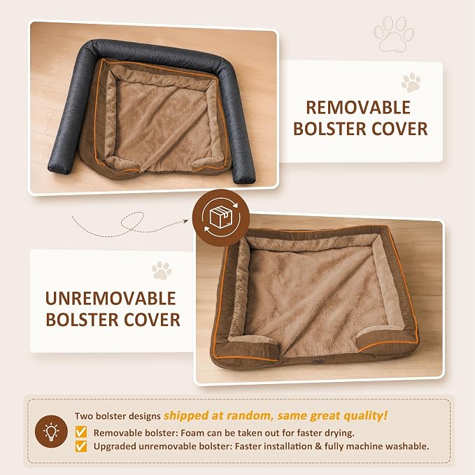 Comfort Expression Orthopedic Dog Beds for Large Sized Dog with Bolster | Waterproof Dog Couch Bed with Washable Cover & Non-Slip Bottom, Supportive Egg Crate Foam Large Pet Bed, 35x22 Inch - Image 6