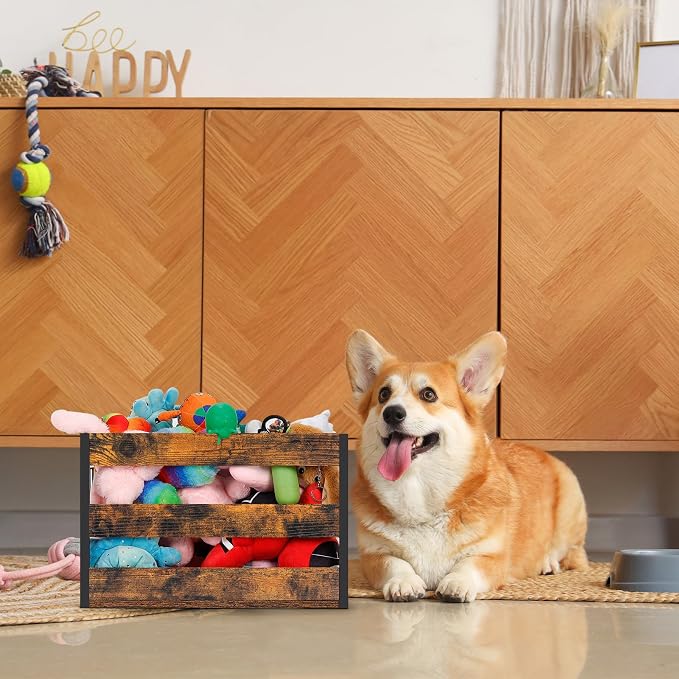CADUKE Large Dog Toy Box Set of 2 | Dog Toy Storage, with Handles, Large, Durable, MDF Board Perfect for Organizing Chew Toys, Puppy Leash, Accessories - Image 3