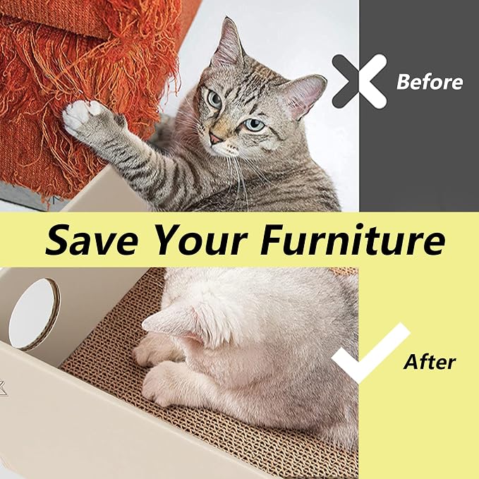 Papercat Cat Scratcher, 5 PCS in 1 Scratching pad with Box, Natural Recycled Corrugated Cardboard, Reversible for 2X Use, Kitty Refill Indoor, Brown (PC-MZB-001) - Image 4