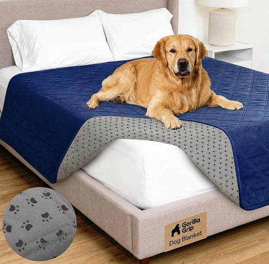 GORILLA GRIP® Waterproof Dog Blanket, 82x82, Leakproof Couch Cover for Dogs, Silicone Grip Backing, Protects Sofa, Sectional, Bed, Crate, Car & RV, Tear-Resistant Washable Pet Blanket, Navy Blue by Unknown