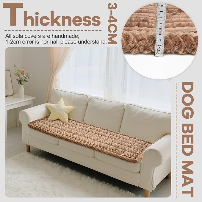 Dog Couch Cover Protector, Non Slip Dog Mat Coffee-59 | Non-Slip Washable Dog Couch Protector Blanket, Thick Soft Mat Shields Sofa from Stains & Scratches, Furniture Cover for Dogs - Image 2