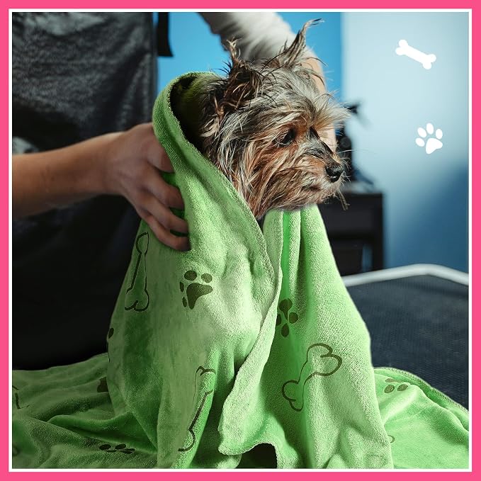 Chumia 8 Pcs Microfiber Dog Towels for Drying Dogs Cats 40 x 24 Inch Pet Towels Bulk for Large Puppy Absorbent Fast Drying Paw Bath Bathing Supplies for Pets(Dog Paw and Bone,Sweet Color) - Image 4