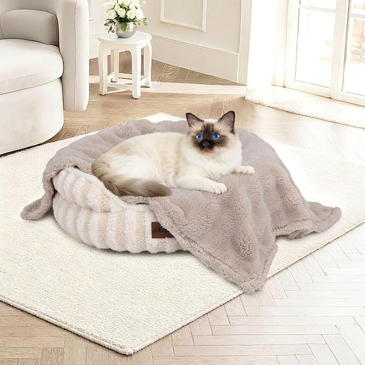 Dog Blankets Washable Pet Blanket - Fluffy Fuzzy Cat Puppy Blanket with Premium 300GSM 3D Fleece Bubble for Pet Kitten Doggy, Linen, 25x35IN by ZAKAPAWS